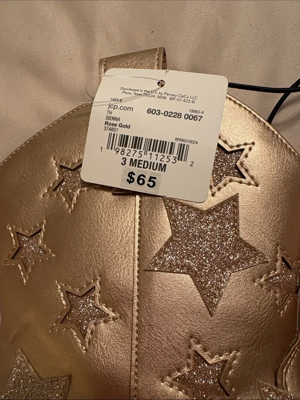 NWT Thereabouts Big Kid Girls Sienna Flat Heel Glitter Stars Western  Boots